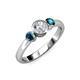 3 - Avrit Blue Diamond and White Lab Grown Diamond Three Stone Engagement Ring 