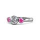 1 - Avrit Pink Sapphire and Lab Grown Diamond Three Stone Engagement Ring 