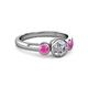 2 - Avrit Pink Sapphire and Lab Grown Diamond Three Stone Engagement Ring 