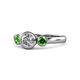 1 - Avrit Green Garnet and Lab Grown Diamond Three Stone Engagement Ring 