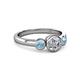 2 - Avrit Aquamarine and Lab Grown Diamond Three Stone Engagement Ring 