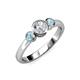 3 - Avrit Aquamarine and Lab Grown Diamond Three Stone Engagement Ring 