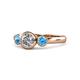 1 - Avrit Blue Topaz and Lab Grown Diamond Three Stone Engagement Ring 