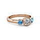 2 - Avrit Blue Topaz and Lab Grown Diamond Three Stone Engagement Ring 