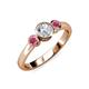 3 - Avrit Rhodolite Garnet and Lab Grown Diamond Three Stone Engagement Ring 