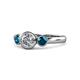 1 - Avrit Blue Diamond and White Lab Grown Diamond Three Stone Engagement Ring 