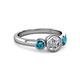 2 - Avrit London Blue Topaz and Lab Grown Diamond Three Stone Engagement Ring 