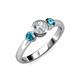 3 - Avrit London Blue Topaz and Lab Grown Diamond Three Stone Engagement Ring 