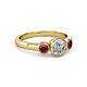 2 - Avrit Ruby and Lab Grown Diamond Three Stone Engagement Ring 