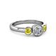 2 - Avrit Yellow Diamond and White Lab Grown Diamond Three Stone Engagement Ring 