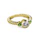 2 - Azalea Green Garnet and Lab Grown Diamond Three Stone Engagement Ring 