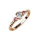 3 - Azalea Pink Tourmaline and Lab Grown Diamond Three Stone Engagement Ring 