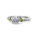 1 - Azalea Peridot and Lab Grown Diamond Three Stone Engagement Ring 