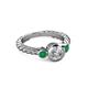2 - Azalea Emerald and Lab Grown Diamond Three Stone Engagement Ring 