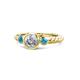 1 - Azalea London Blue Topaz and Lab Grown Diamond Three Stone Engagement Ring 