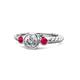 1 - Azalea Ruby and Lab Grown Diamond Three Stone Engagement Ring 
