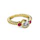 2 - Azalea Ruby and Lab Grown Diamond Three Stone Engagement Ring 