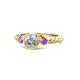 1 - Azalea Amethyst and Lab Grown Diamond Three Stone Engagement Ring 