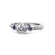 1 - Azalea Iolite and Lab Grown Diamond Three Stone Engagement Ring 