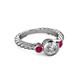 2 - Azalea Ruby and Lab Grown Diamond Three Stone Engagement Ring 