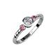 3 - Azalea Pink Tourmaline and Lab Grown Diamond Three Stone Engagement Ring 