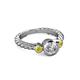 2 - Azalea Yellow Sapphire and Lab Grown Diamond Three Stone Engagement Ring 