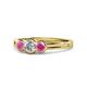 1 - Irina 0.50 ctwLab Grown Diamond With Side Pink Sapphire Three Stone Engagement Ring 
