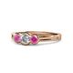 1 - Irina 0.50 ctwLab Grown Diamond With Side Pink Sapphire Three Stone Engagement Ring 