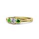 1 - Irina 0.54 ctwLab Grown Diamond With Side Green Garnet Three Stone Engagement Ring 