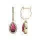 1 - Ilona 2.14 ctw Rhodolite Garnet Pear Shape (7x5 mm) with accented Diamond Halo Dangling Earrings 
