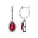 1 - Ilona 2.24 ctw Ruby Pear Shape (7x5 mm) with accented Diamond Halo Dangling Earrings 