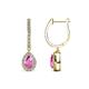 1 - Ilona 1.08 ctw Pink Sapphire Pear Shape (5x3 mm) with accented Diamond Halo Dangling Earrings 