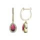 1 - Ilona 1.56 ctw Rhodolite Garnet Pear Shape (6x4 mm) with accented Diamond Halo Dangling Earrings 