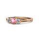 1 - Irina Pink Tourmaline and Lab Grown Diamond Three Stone Engagement Ring 