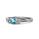 1 - Irina London Blue Topaz and Lab Grown Diamond Three Stone Engagement Ring 