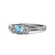 1 - Irina Blue Topaz and Lab Grown Diamond Three Stone Engagement Ring 
