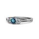 1 - Irina Blue Diamond and White Lab Grown Diamond Three Stone Engagement Ring 