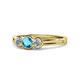 1 - Irina London Blue Topaz and Lab Grown Diamond Three Stone Engagement Ring 