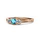1 - Irina London Blue Topaz and Lab Grown Diamond Three Stone Engagement Ring 