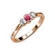 3 - Irina Rhodolite Garnet and Lab Grown Diamond Three Stone Engagement Ring 