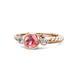 1 - Azalea Pink Tourmaline and Lab Grown Diamond Three Stone Engagement Ring 