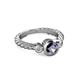 2 - Azalea Iolite and Lab Grown Diamond Three Stone Engagement Ring 