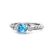 1 - Azalea Blue Topaz and Lab Grown Diamond Three Stone Engagement Ring 