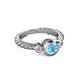 2 - Azalea Blue Topaz and Lab Grown Diamond Three Stone Engagement Ring 