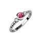 3 - Azalea Rhodolite Garnet and Lab Grown Diamond Three Stone Engagement Ring 