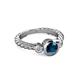 2 - Azalea Blue Diamond and White Lab Grown Diamond Three Stone Engagement Ring 