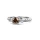 1 - Azalea Smoky Quartz and Lab Grown Diamond Three Stone Engagement Ring 