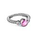 2 - Azalea Pink Sapphire and Lab Grown Diamond Three Stone Engagement Ring 