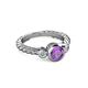 2 - Azalea Amethyst and Lab Grown Diamond Three Stone Engagement Ring 