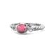 1 - Azalea Rhodolite Garnet and Lab Grown Diamond Three Stone Engagement Ring 